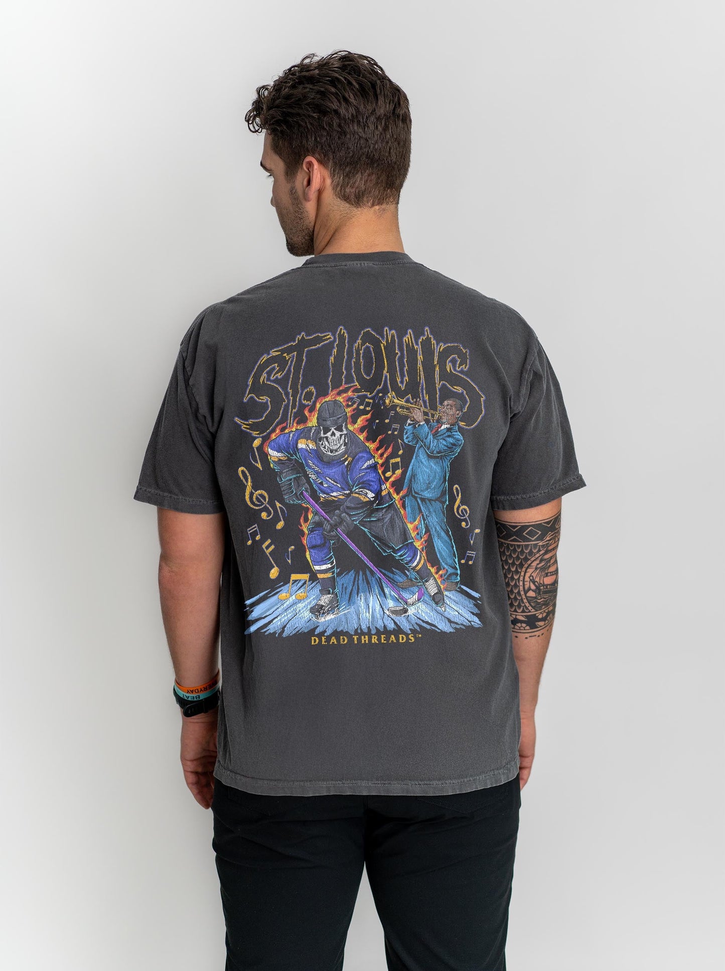 ST. LOUIS HOCKEY - “3 SKULL” PREMIUM T - SHIRT – T-Shirt – Dead Threads Apparel