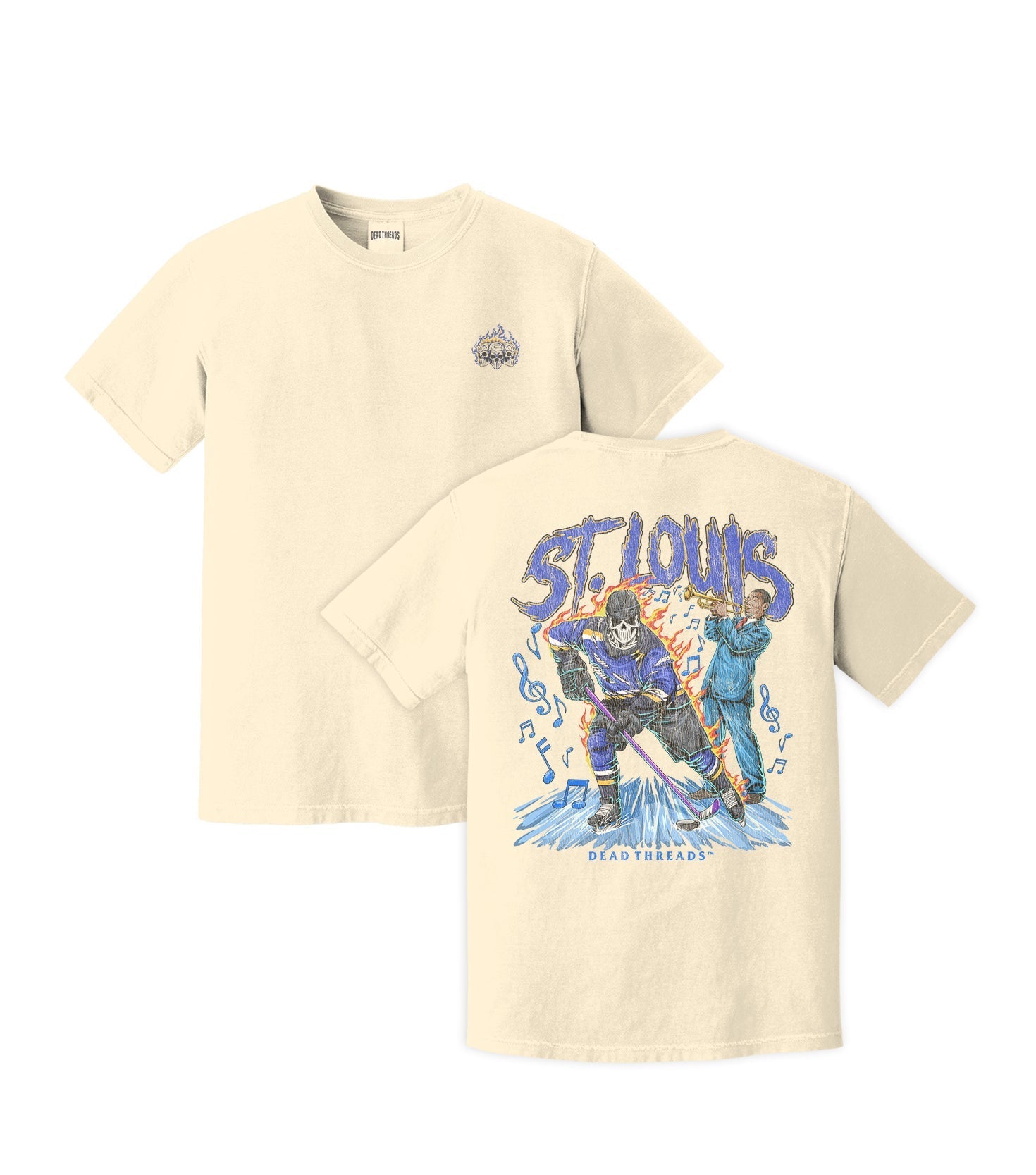 ST. LOUIS HOCKEY - “3 SKULL” PREMIUM T - SHIRT – T-Shirt – Dead Threads Apparel