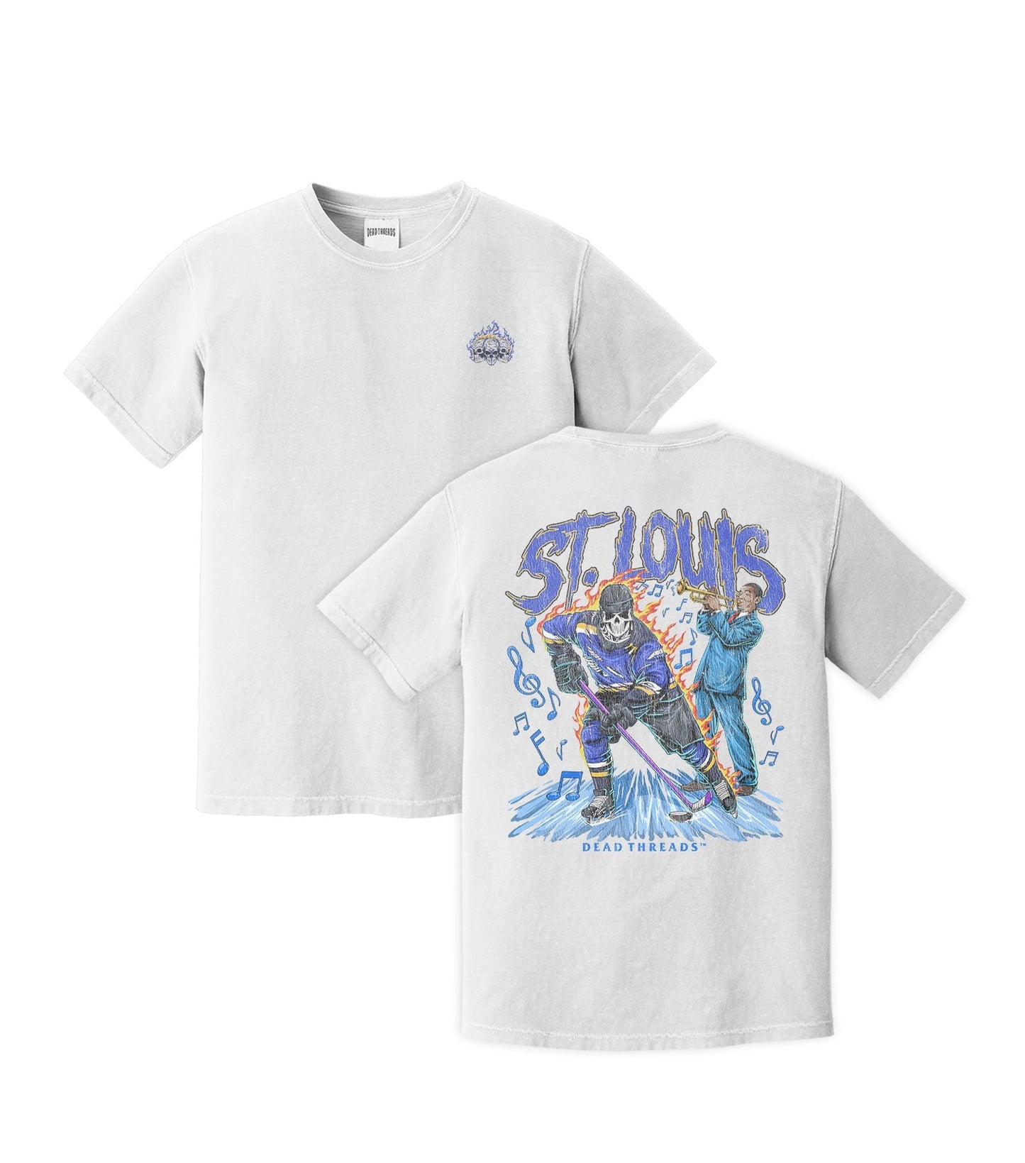 ST. LOUIS HOCKEY - “3 SKULL” PREMIUM T - SHIRT – T-Shirt – Dead Threads Apparel