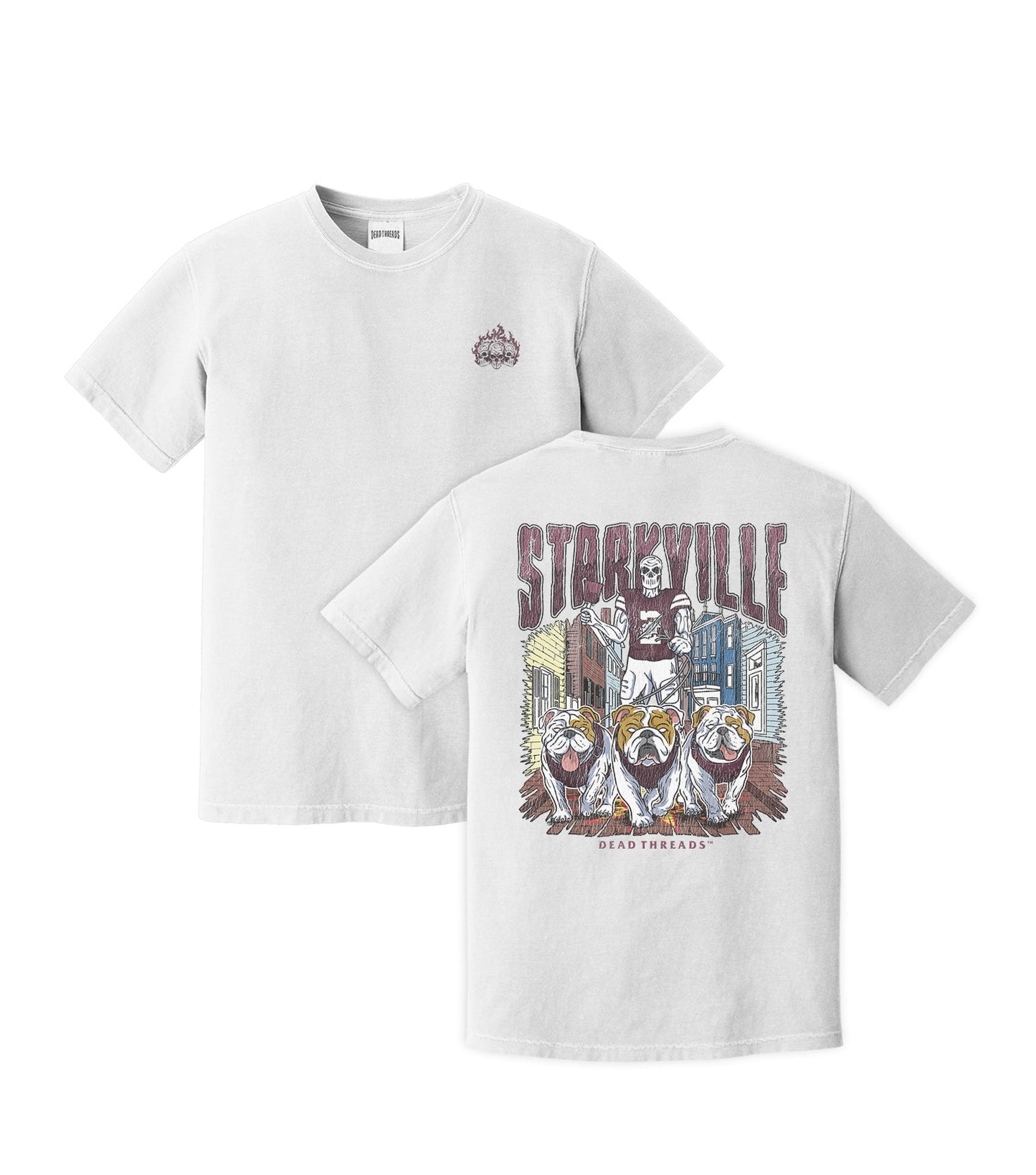 STARKVILLE FOOTBALL - “3 SKULL” PREMIUM T - SHIRT – T-Shirt – Dead Threads Apparel