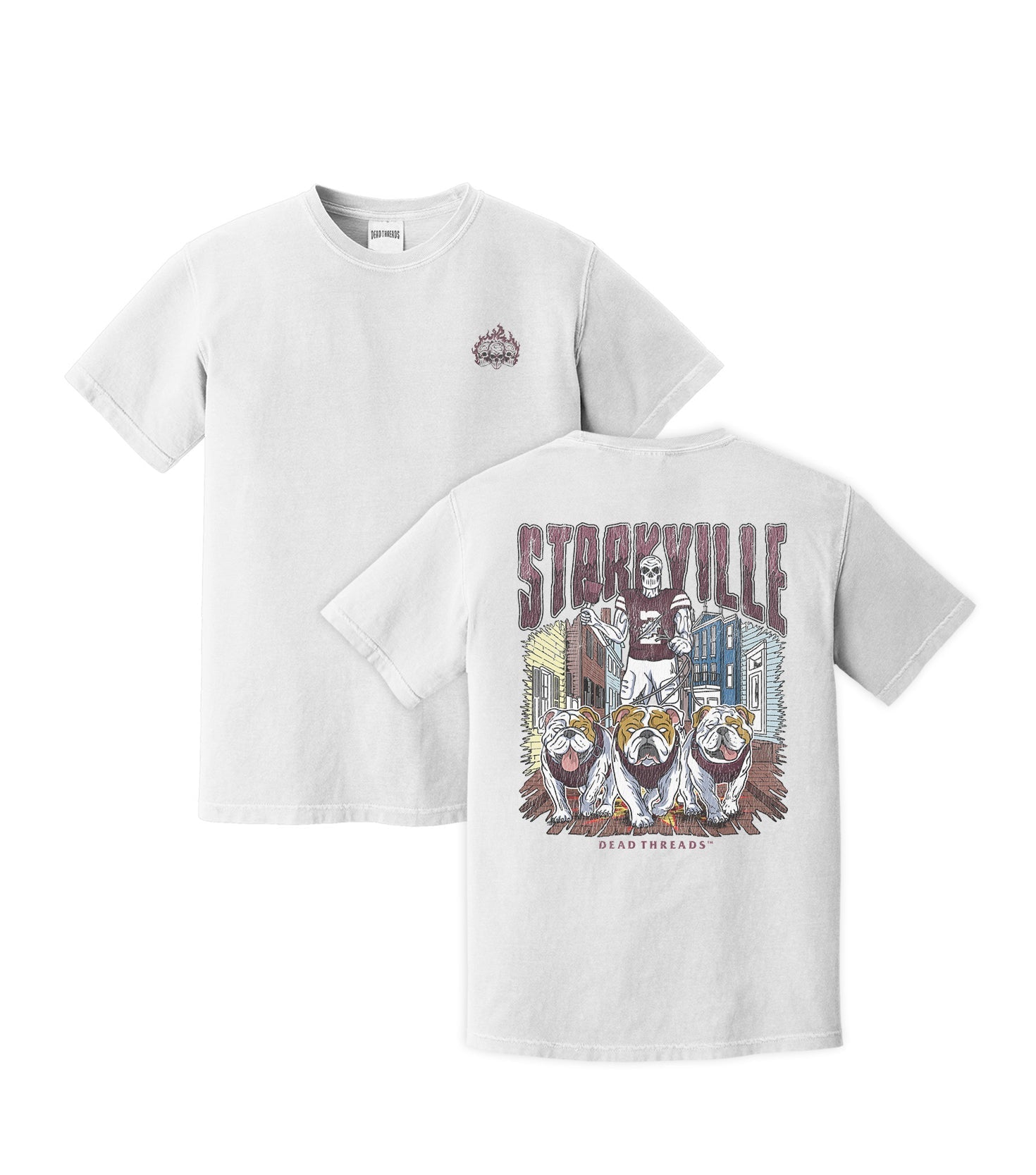 STARKVILLE FOOTBALL - “3 SKULL” PREMIUM T - SHIRT – T-Shirt – Dead Threads Apparel