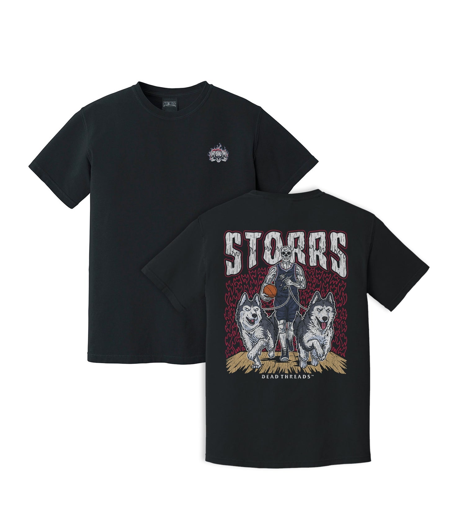STORRS BASKETBALL - “3 SKULL” PREMIUM T - SHIRT – T-Shirt – Dead Threads Apparel