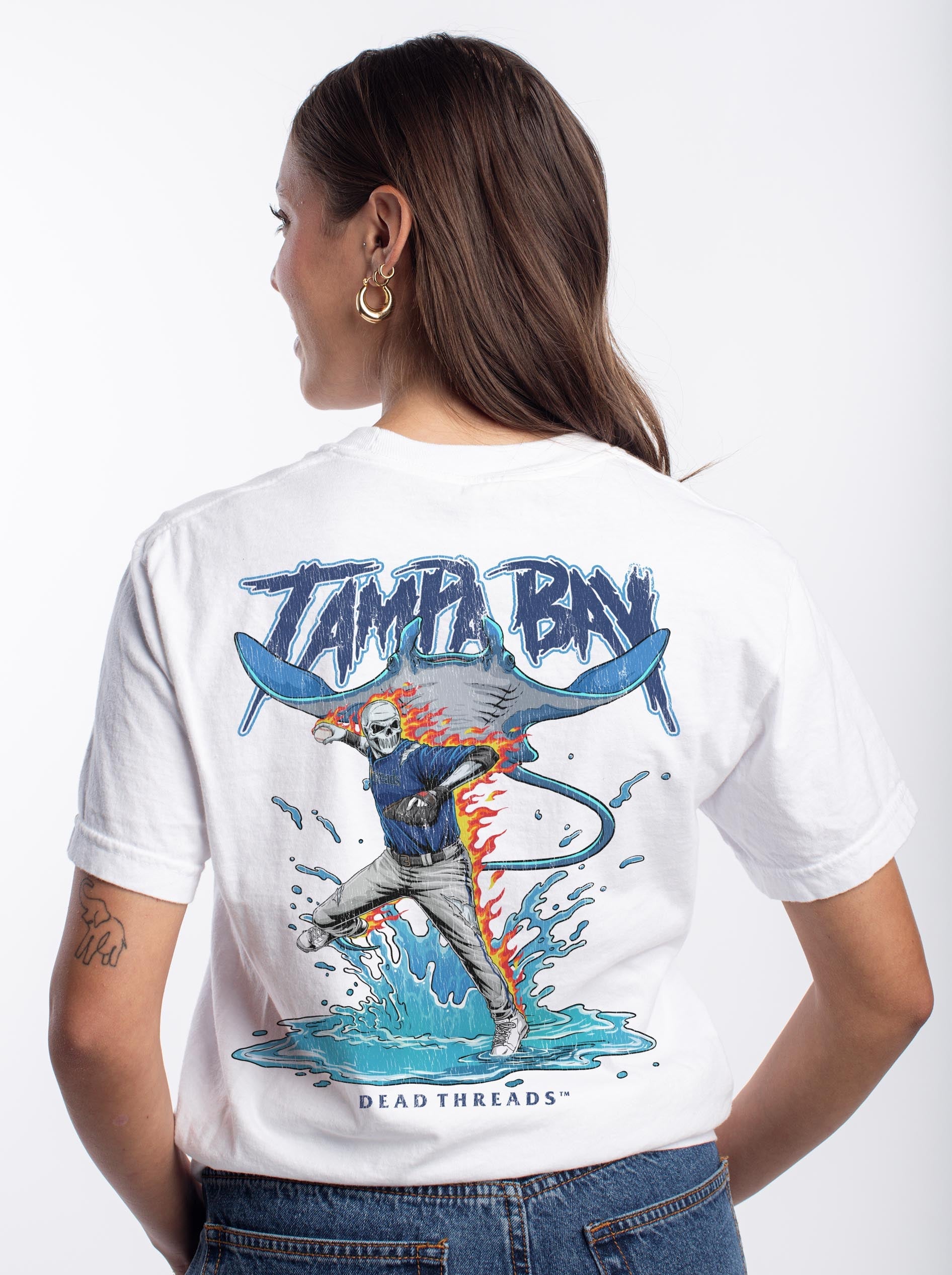 TAMPA BAY BASEBALL - "3 SKULL" PREMIUM T - SHIRT – T-Shirt – Dead Threads Apparel