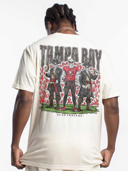 TAMPA BAY FOOTBALL v2 - “3 SKULL” PREMIUM T - SHIRT – T-Shirt – Dead Threads Apparel