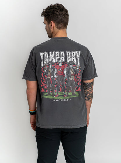 TAMPA BAY FOOTBALL v2 - “3 SKULL” PREMIUM T - SHIRT – T-Shirt – Dead Threads Apparel