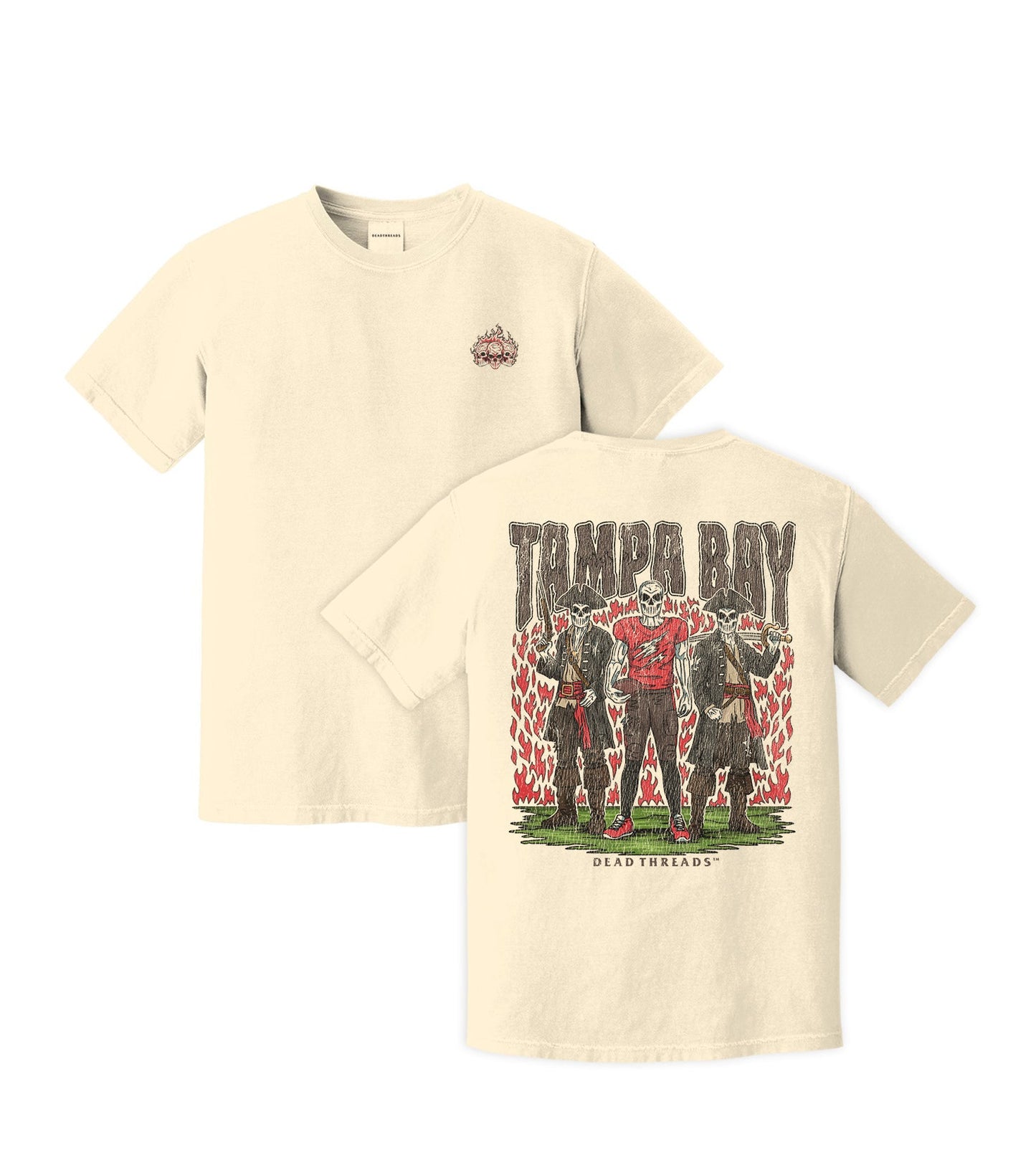 TAMPA BAY FOOTBALL v2 - “3 SKULL” PREMIUM T - SHIRT – T-Shirt – Dead Threads Apparel