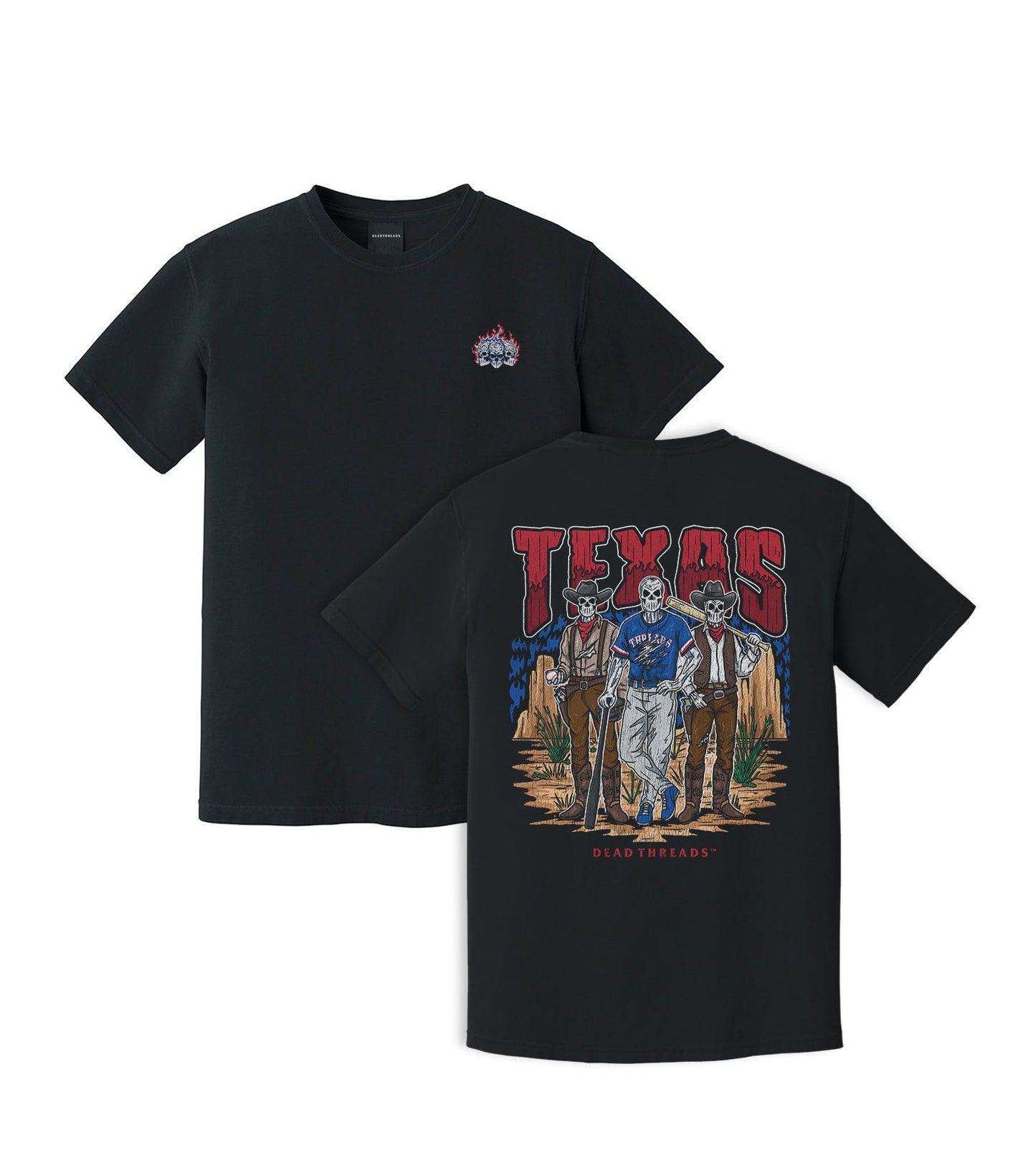 TEXAS BASEBALL - "3 SKULL" PREMIUM SHIRT – T-Shirt – Dead Threads Apparel