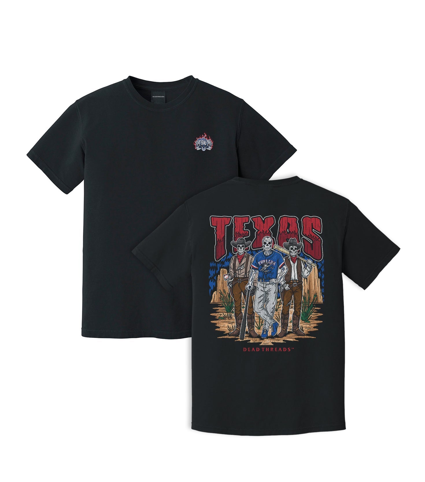 TEXAS BASEBALL - "3 SKULL" PREMIUM SHIRT – T-Shirt – Dead Threads Apparel