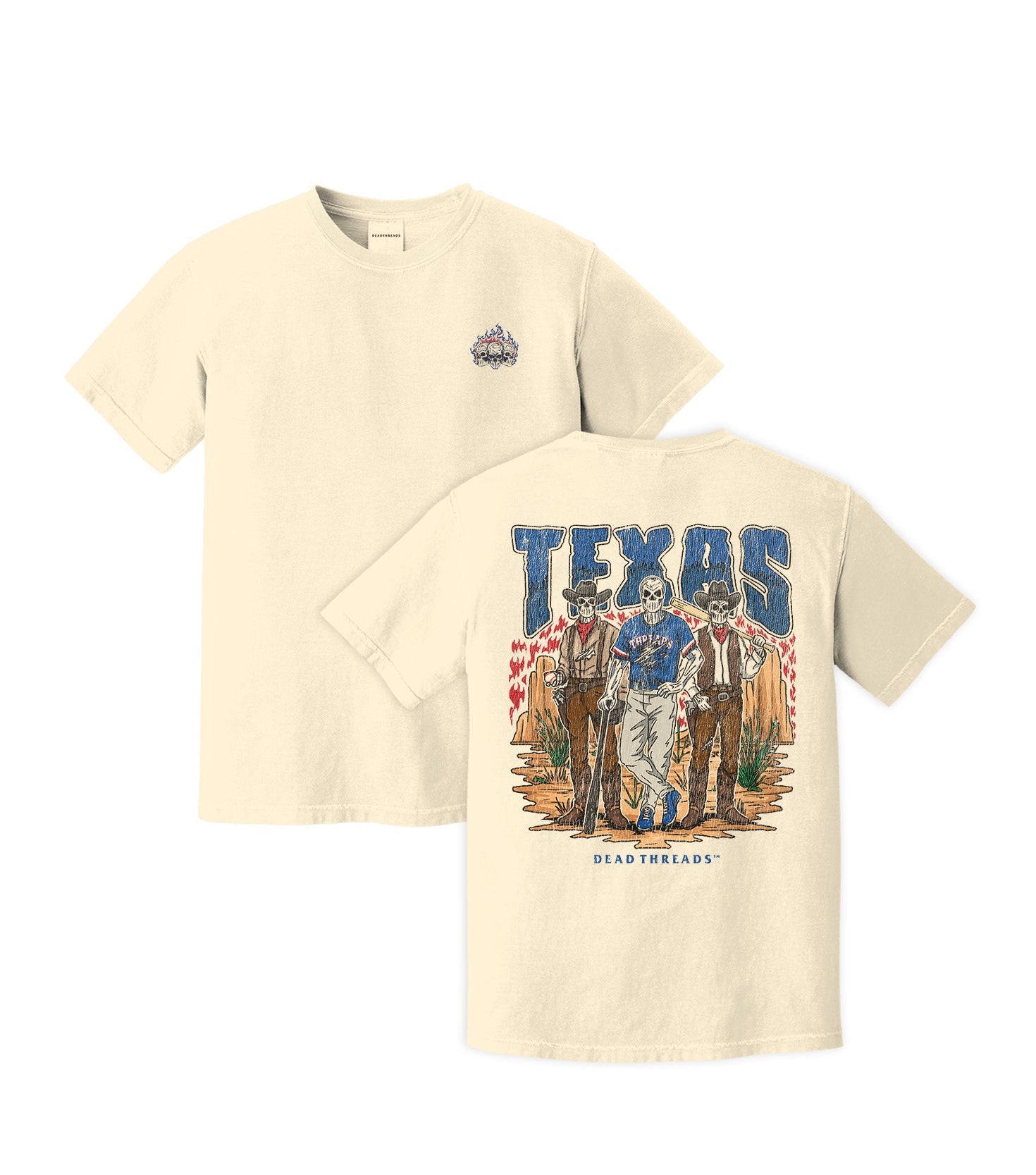 TEXAS BASEBALL - "3 SKULL" PREMIUM SHIRT – T-Shirt – Dead Threads Apparel