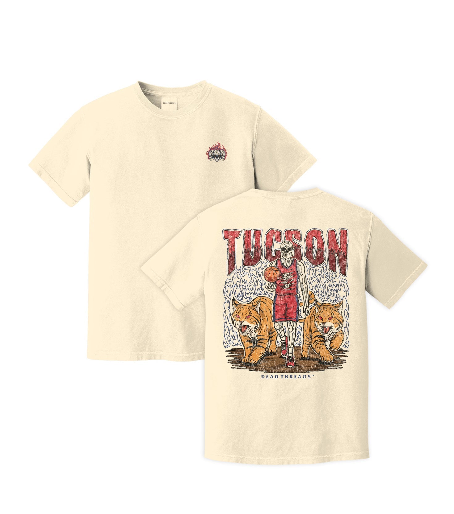 TUCSON BASKETBALL - “3 SKULL” PREMIUM T - SHIRT – T-Shirt – Dead Threads Apparel
