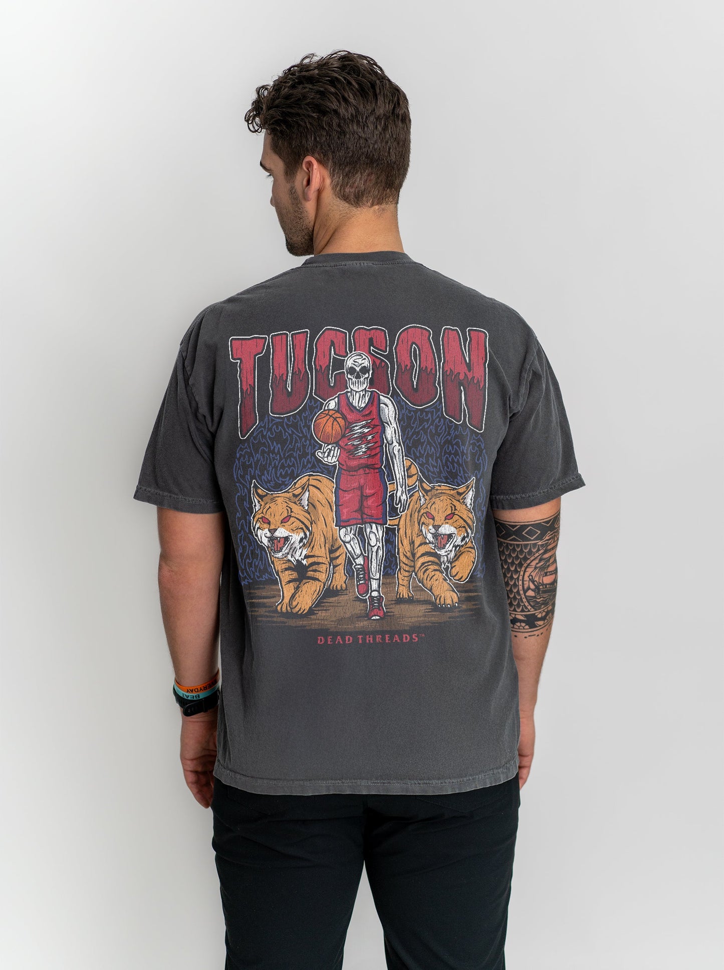 TUCSON BASKETBALL - “3 SKULL” PREMIUM T - SHIRT – T-Shirt – Dead Threads Apparel
