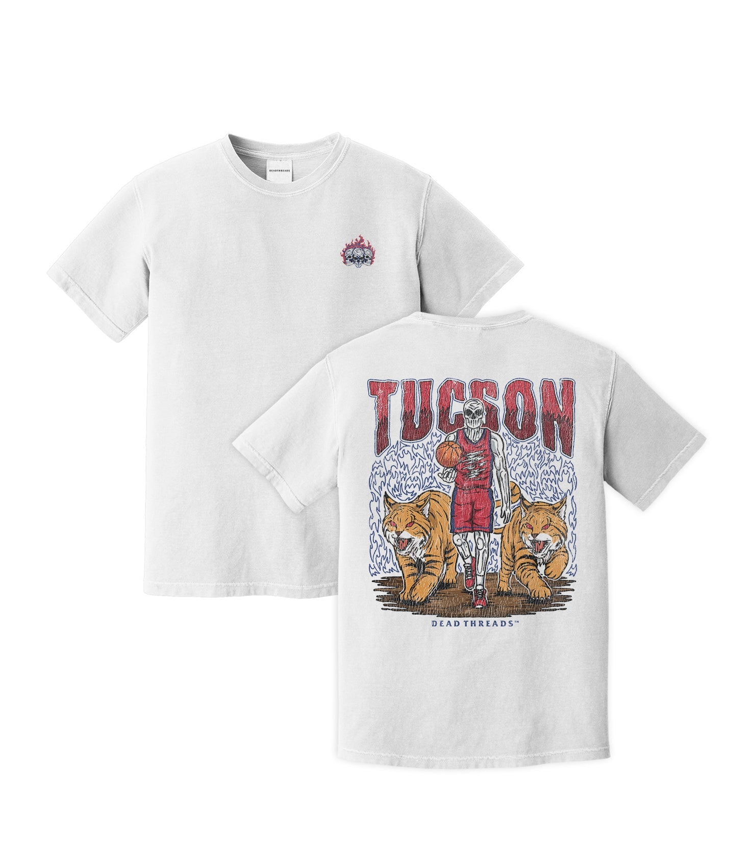 TUCSON BASKETBALL - “3 SKULL” PREMIUM T - SHIRT – T-Shirt – Dead Threads Apparel