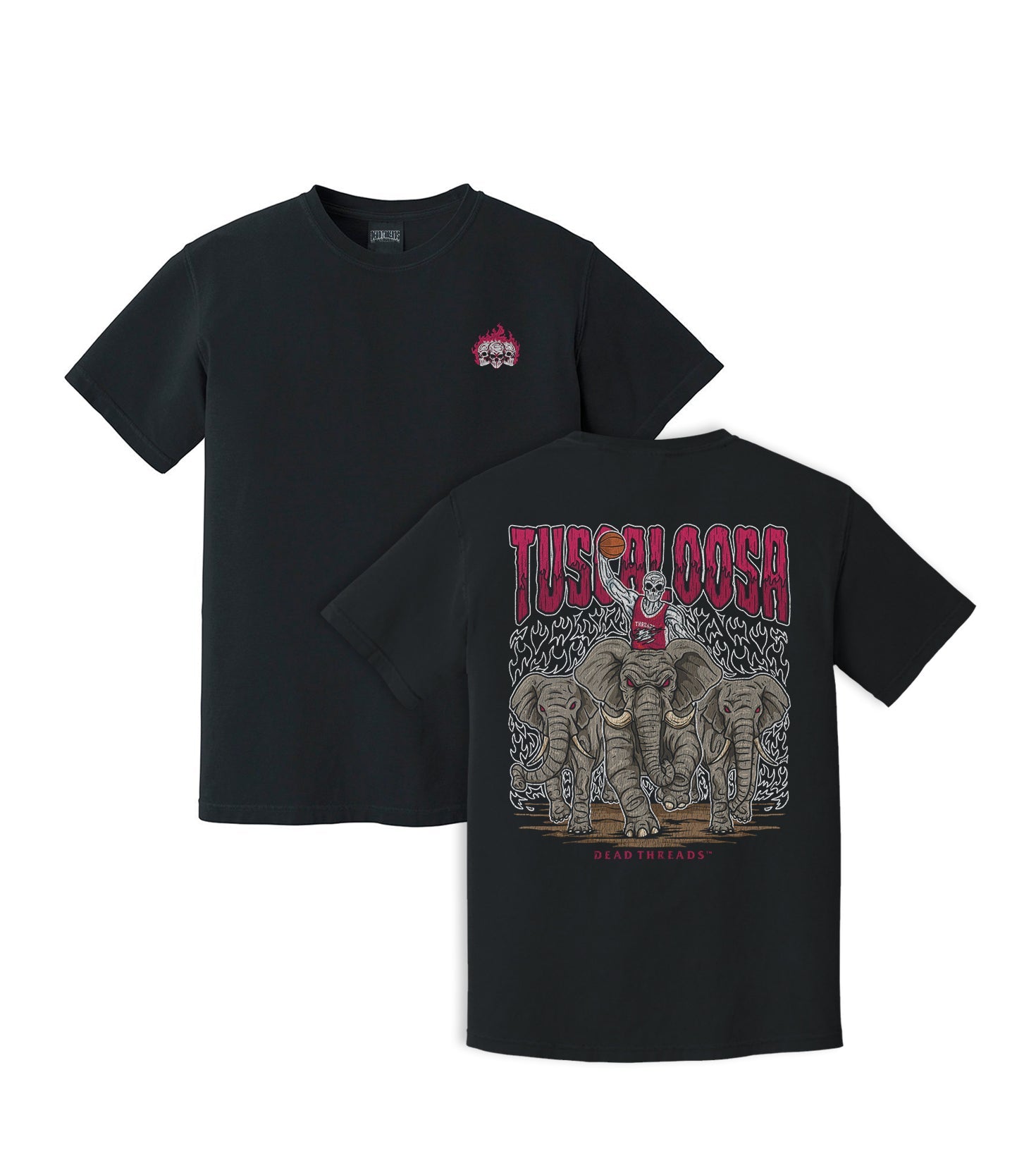 TUSCALOOSA BASKETBALL - “3 SKULL” PREMIUM T - SHIRT – T-Shirt – Dead Threads Apparel