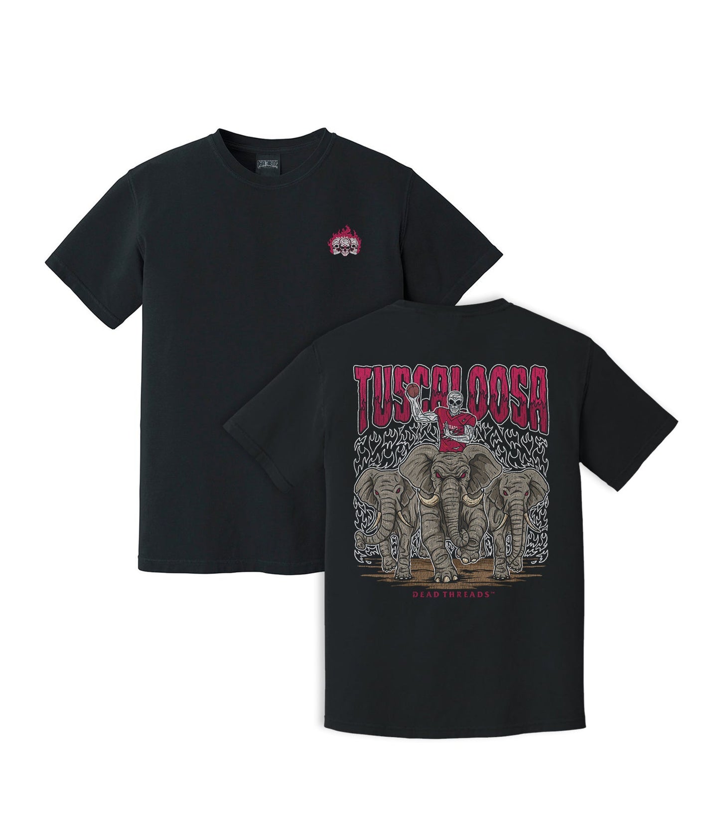 TUSCALOOSA FOOTBALL - “3 SKULL” PREMIUM T - SHIRT – T-Shirt – Dead Threads Apparel