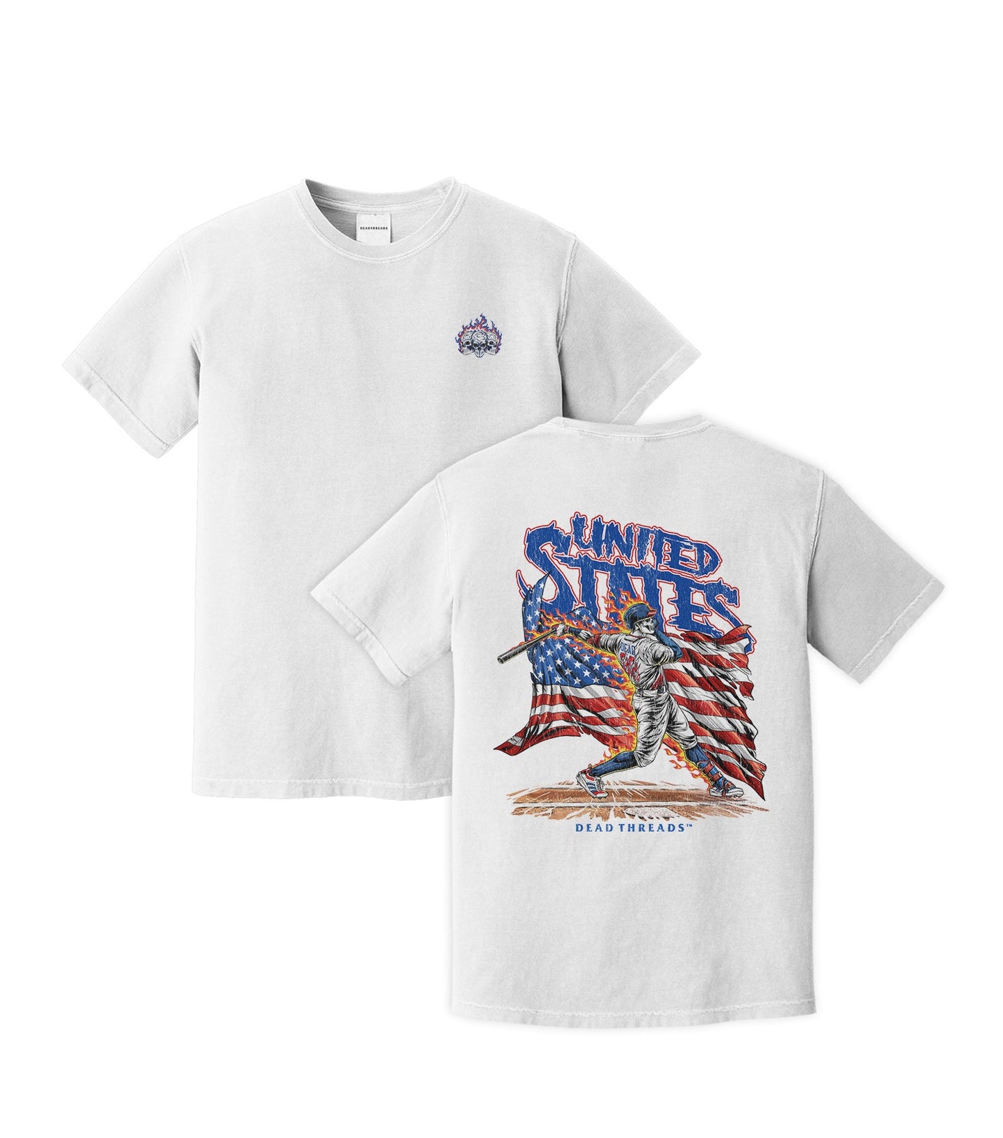 USA BASEBALL - “3 SKULL” PREMIUM T - SHIRT – T-Shirt – Dead Threads Apparel