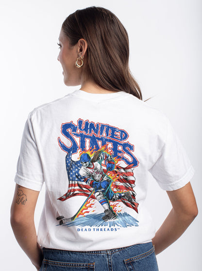 USA HOCKEY v1 (WOMEN) - “3 SKULL” PREMIUM T - SHIRT – T-Shirt – Dead Threads Apparel