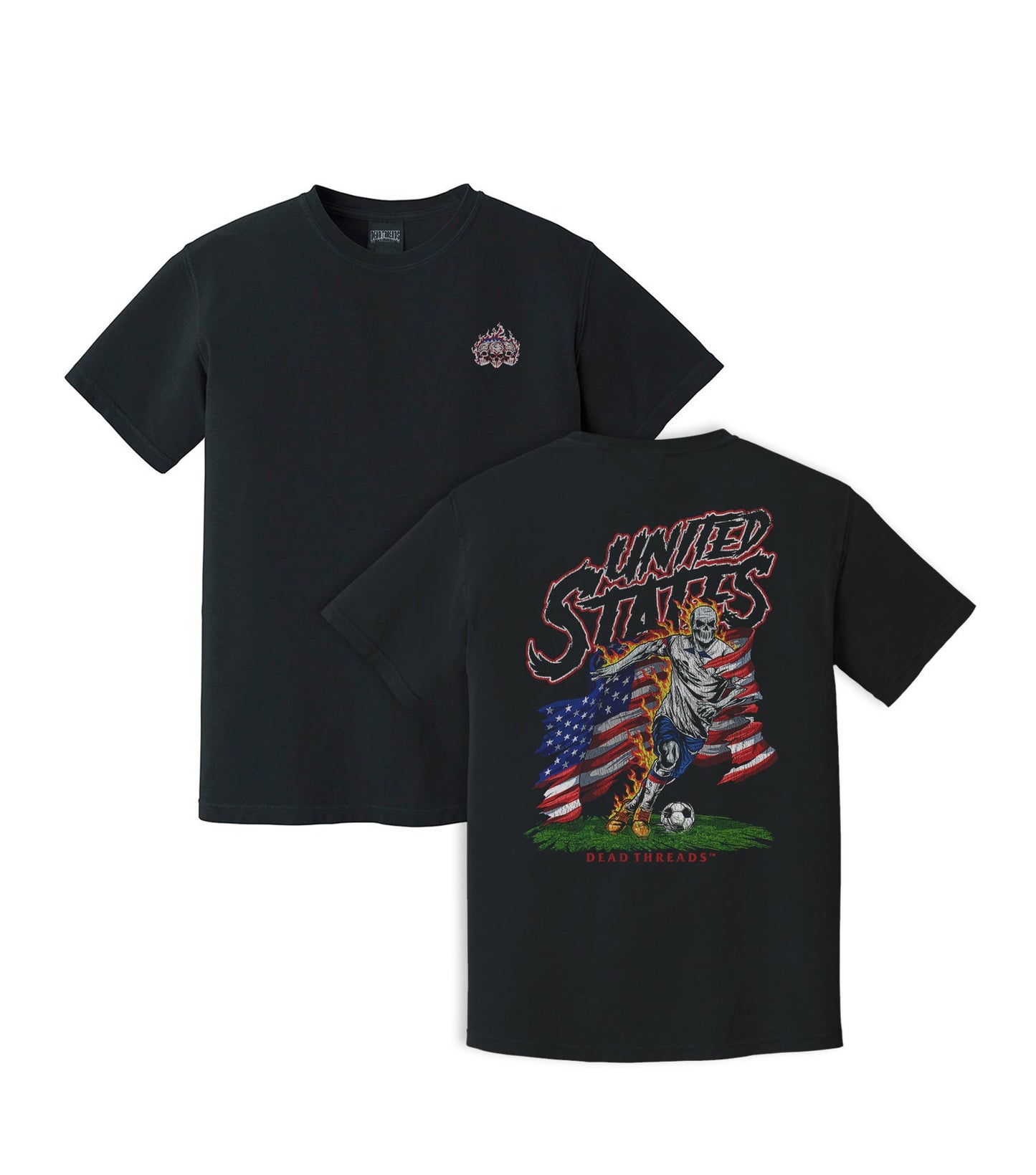 USA SOCCER - “3 SKULL” PREMIUM T - SHIRT – T-Shirt – Dead Threads Apparel