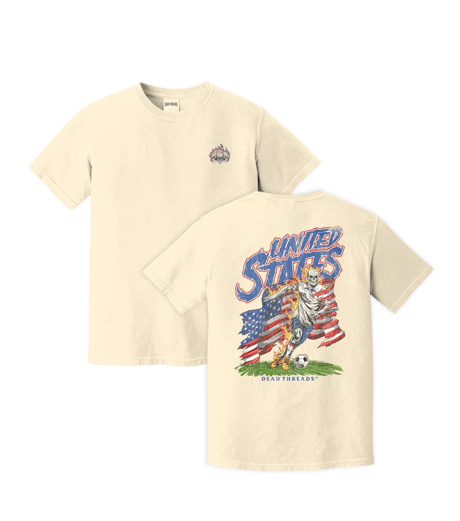 USA SOCCER - “3 SKULL” PREMIUM T - SHIRT – T-Shirt – Dead Threads Apparel