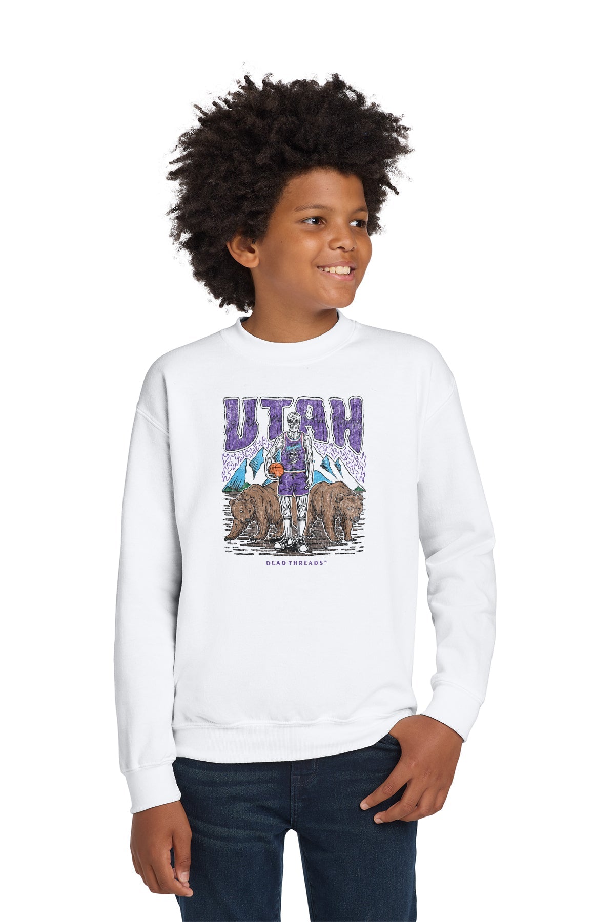 UTAH BASKETBALL KIDS CREWNECK SWEATSHIRT – Kids clothes – Dead Threads Apparel