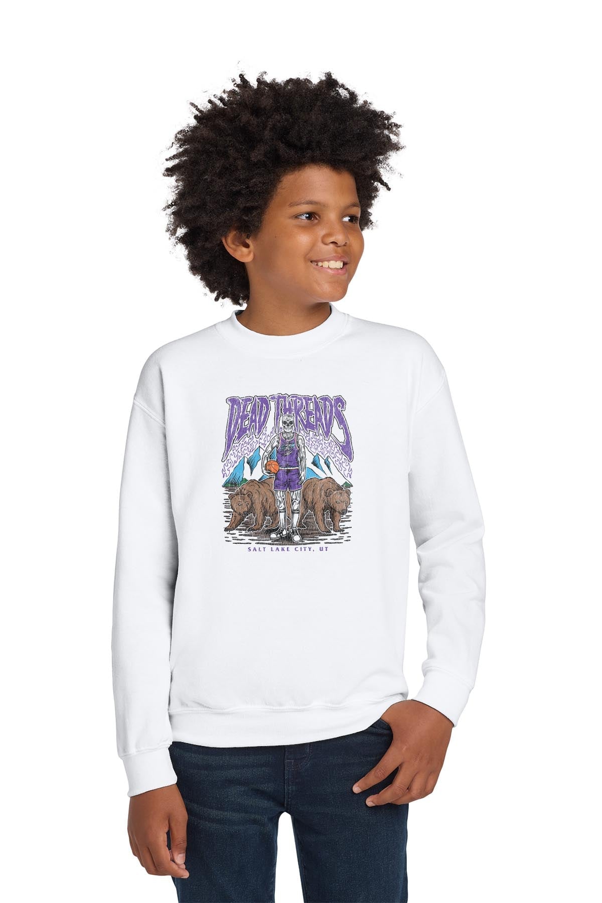 UTAH BASKETBALL - KIDS CREWNECK SWEATSHIRT – Kids clothes – Dead Threads Apparel
