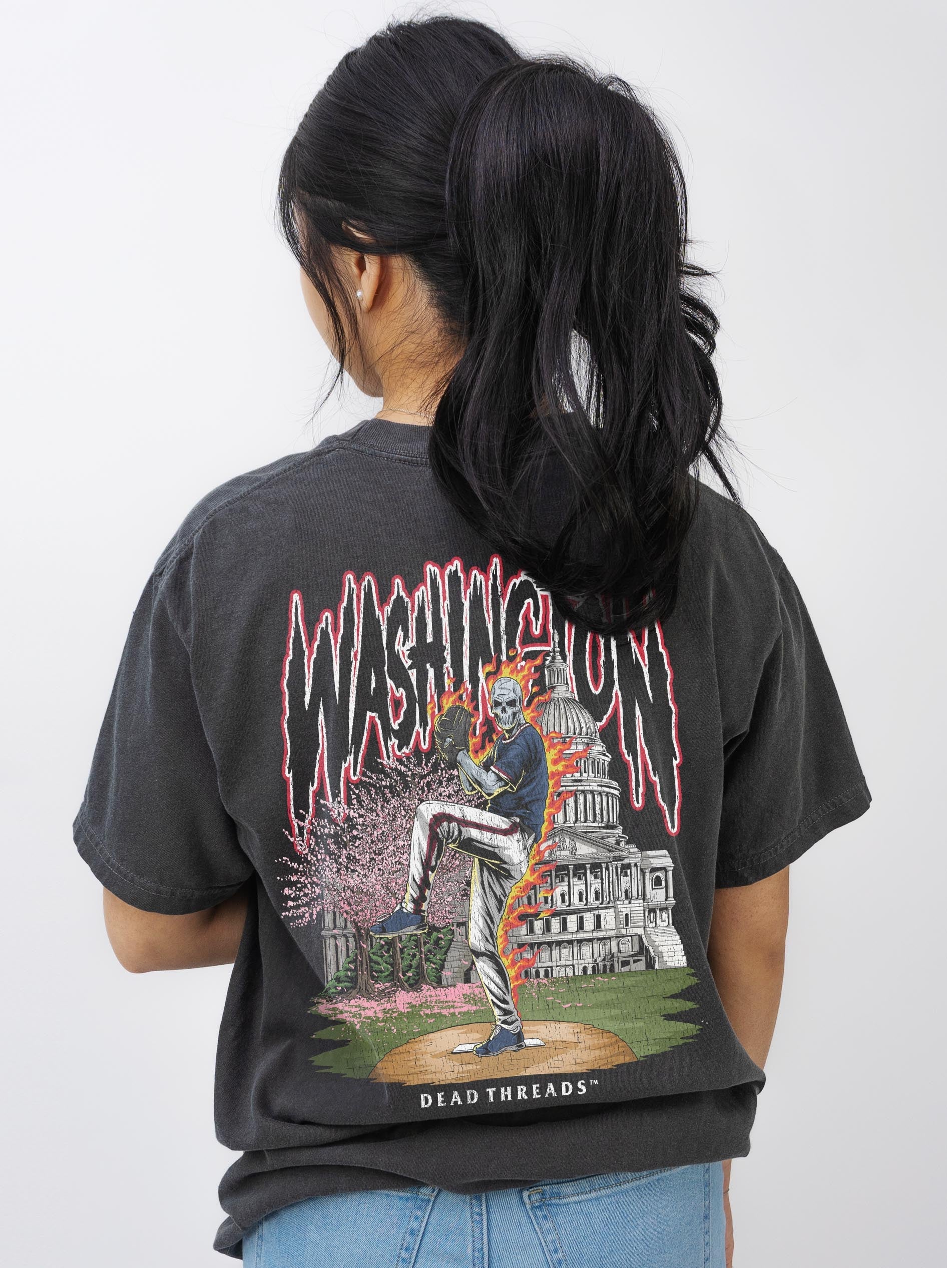 WASHINGTON BASEBALL - “3 SKULL” PREMIUM T - SHIRT – T-Shirt – Dead Threads Apparel