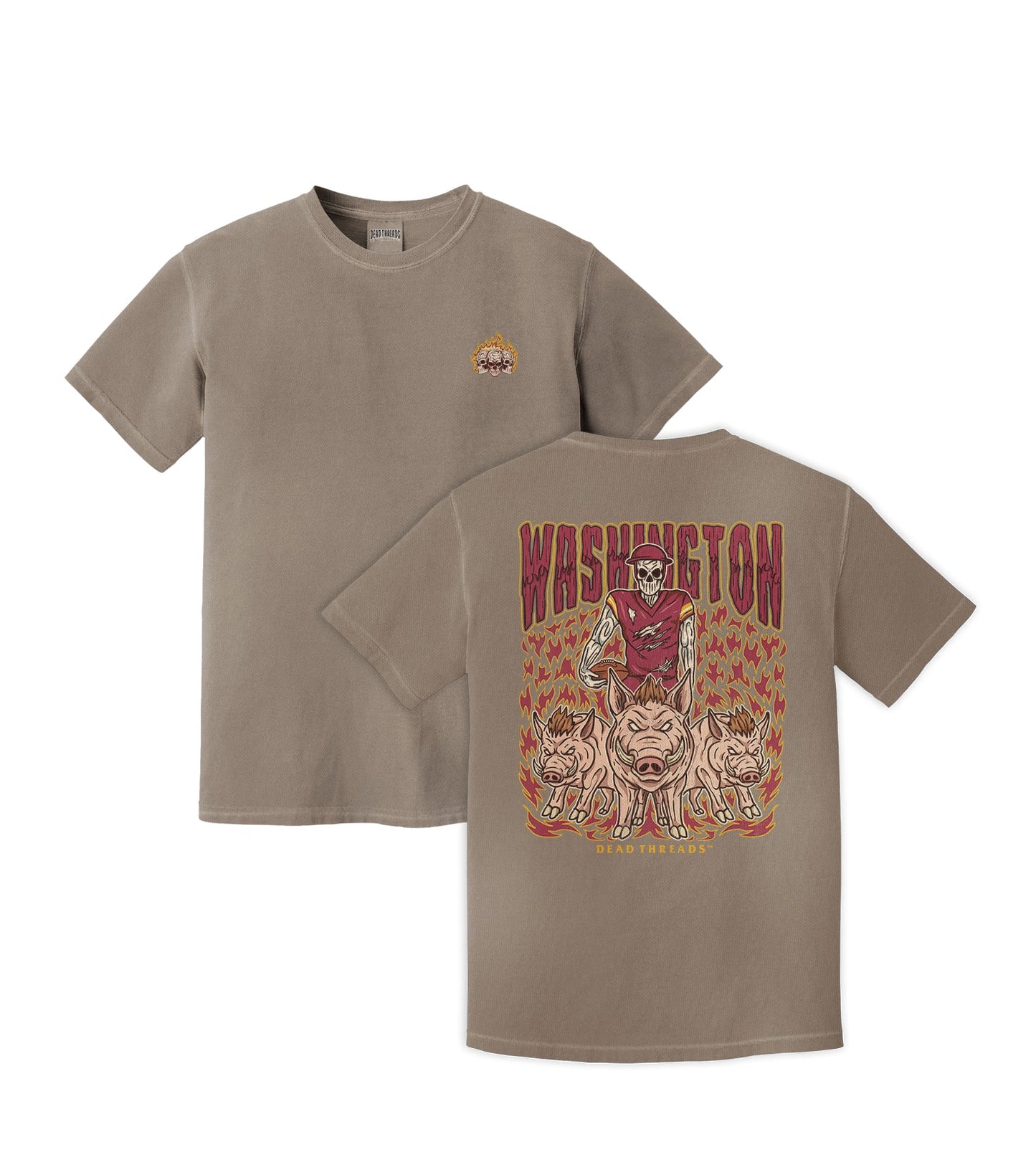WASHINGTON FOOTBALL v1 - “3 SKULL” PREMIUM T - SHIRT – T-Shirt – Dead Threads Apparel
