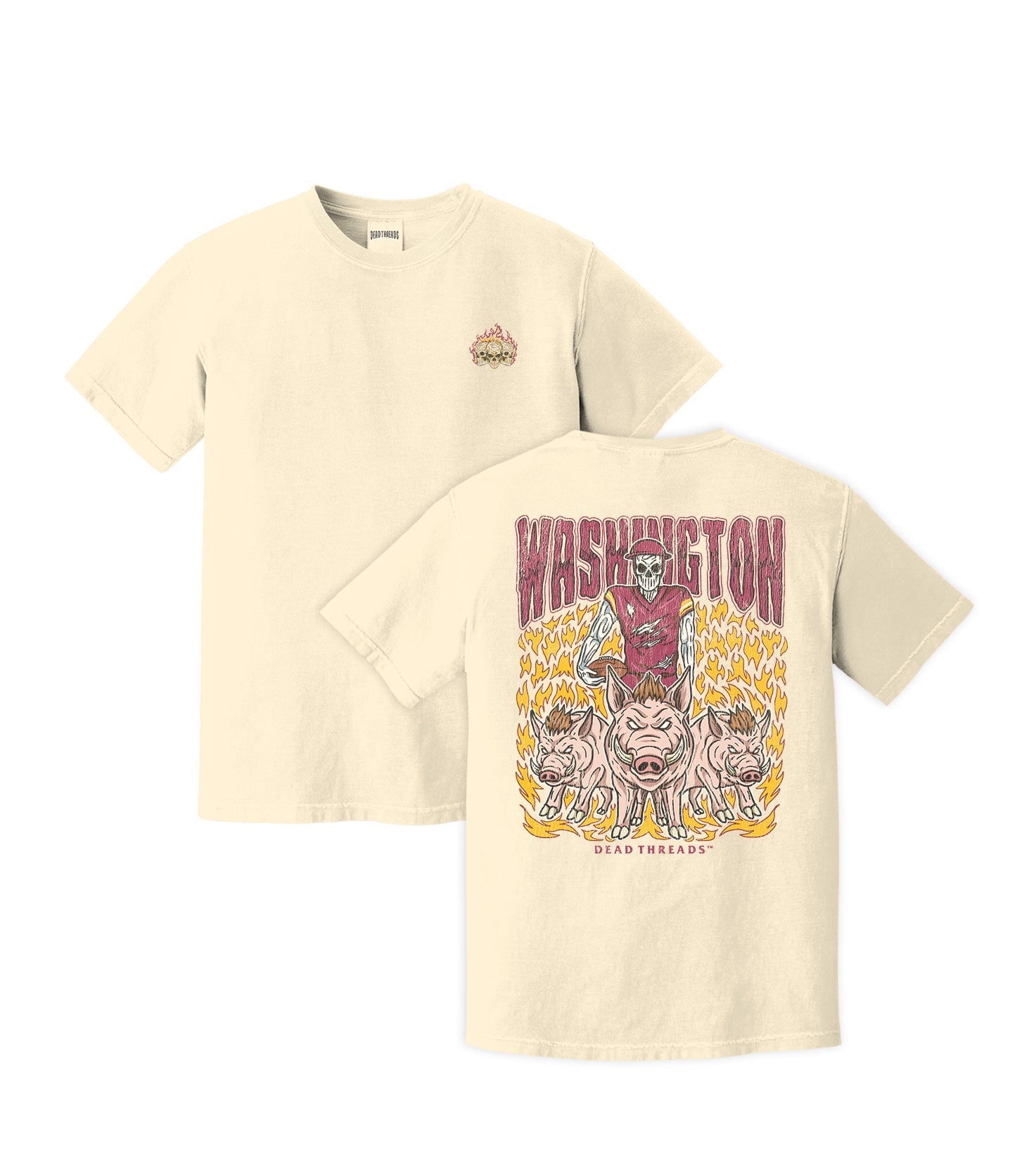 WASHINGTON FOOTBALL v1 - “3 SKULL” PREMIUM T - SHIRT – T-Shirt – Dead Threads Apparel
