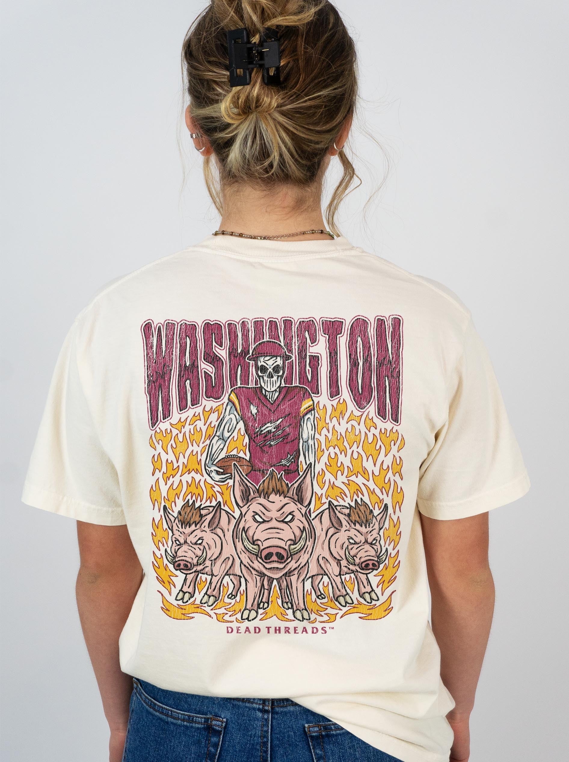 WASHINGTON FOOTBALL v1 - “3 SKULL” PREMIUM T - SHIRT – T-Shirt – Dead Threads Apparel
