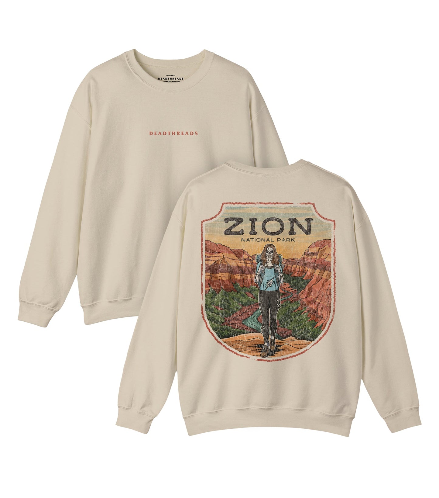 ZION NATIONAL PARK (FEMALE) - “DT ESSENTIAL" CREWNECK SWEATSHIRT – Sweatshirt – Dead Threads Apparel
