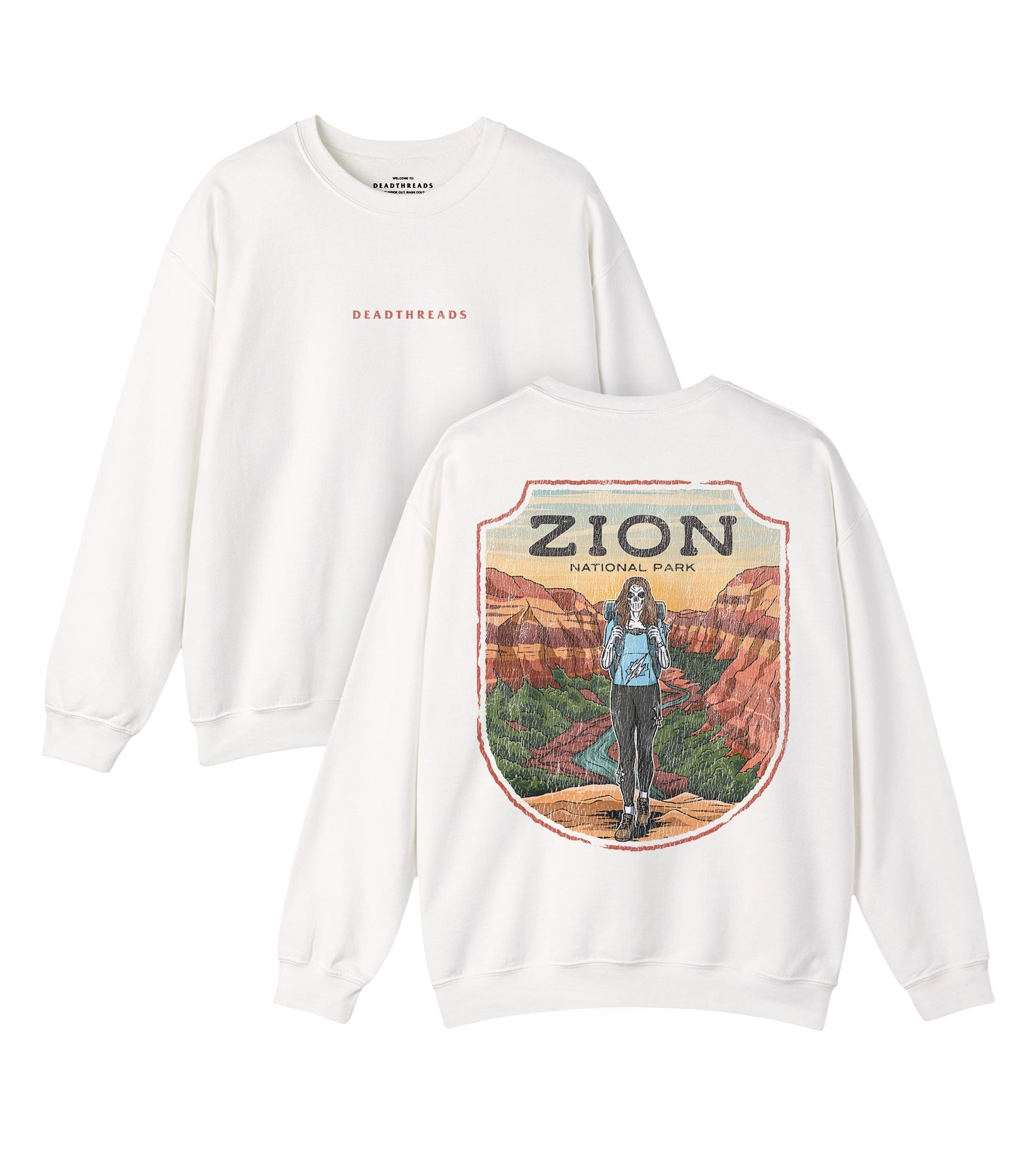 ZION NATIONAL PARK (FEMALE) - “DT ESSENTIAL" CREWNECK SWEATSHIRT – Sweatshirt – Dead Threads Apparel